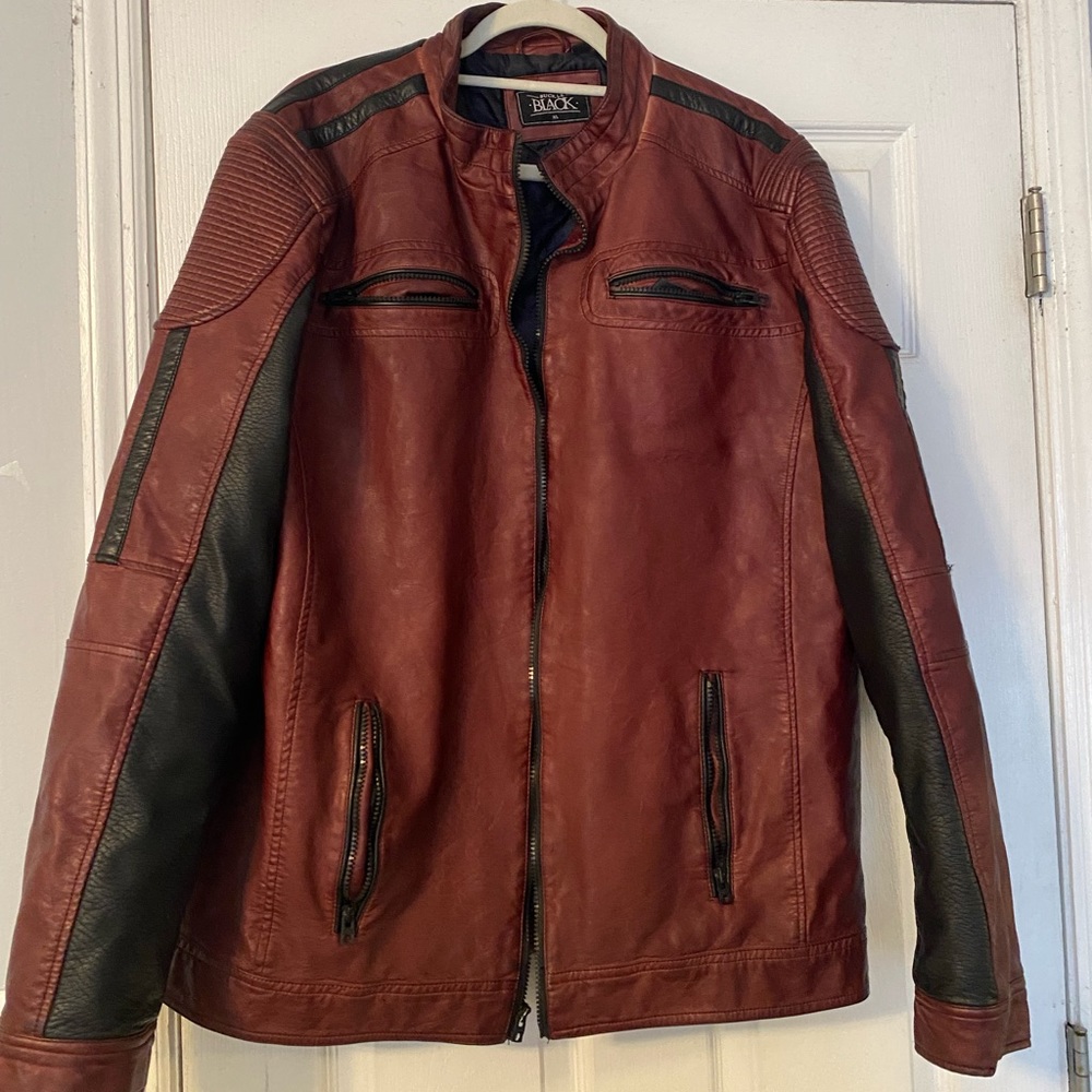 Buckle black men’s leather jacket